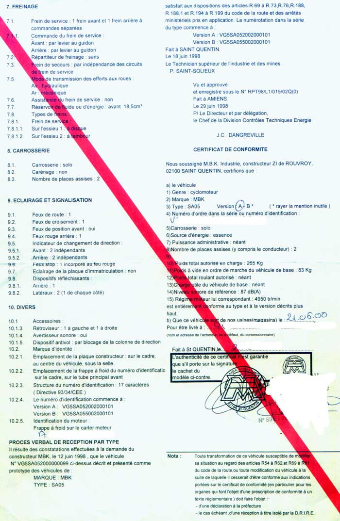 Certificat de conformité