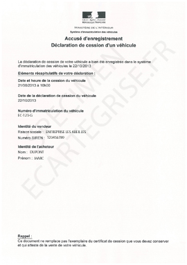 annulation cession de vehicule